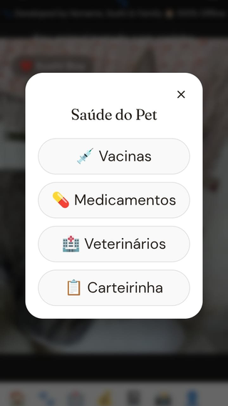 Tela Saúde do Pet no app My Pets