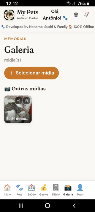 Tela Galeria no app My Pets