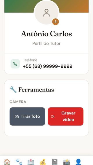 Tela Perfil do Tutor no app My Pets