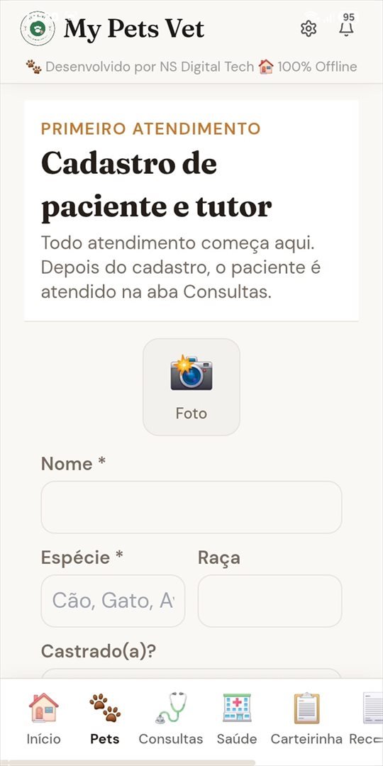 Tela de primeiro atendimento no app My Pets Vet