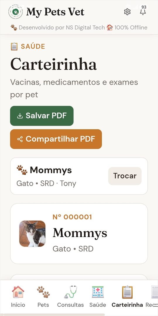 Tela da carteirinha do paciente no app My Pets Vet